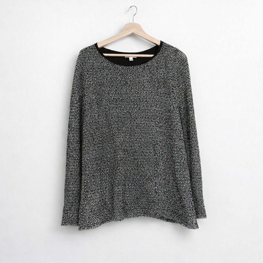 Eileen Fisher Linen Cotton Layered Tunic Sweater Women's L Minimalist